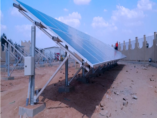 Ground mounter solar panels at Albergat Airport